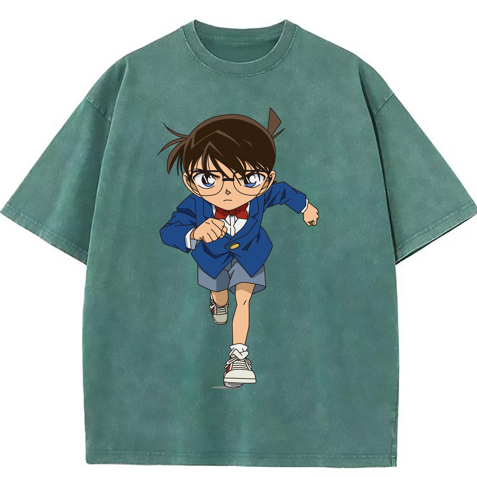 （画像用） 名探偵コナン 江戸川 コナン Detective Conan Conan Edogawa 綿100% ヴィンテージ風 半袖Tシャツ（フロントプリント）